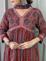 Maroon Cotton Readymade Kurti